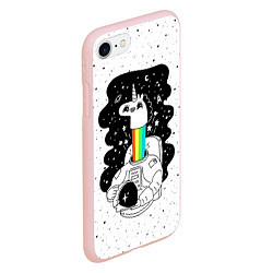 Чехол iPhone 7/8 матовый Единорог астронавт, цвет: 3D-светло-розовый — фото 2