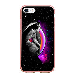 Чехол iPhone 7/8 матовый Космический кот, цвет: 3D-светло-розовый
