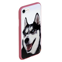 Чехол iPhone 7/8 матовый Сибирский хаски, цвет: 3D-малиновый — фото 2