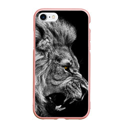 Чехол iPhone 7/8 матовый Оскал льва, цвет: 3D-светло-розовый