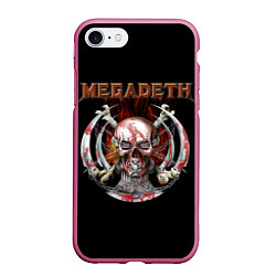 Чехол iPhone 7/8 матовый Megadeth: Skull in chains, цвет: 3D-малиновый