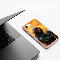 Чехол iPhone 7/8 матовый Disturbed: Monster Flame, цвет: 3D-светло-розовый — фото 2