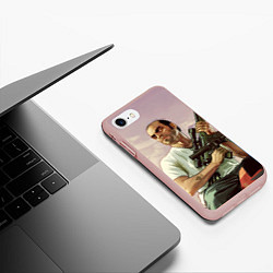 Чехол iPhone 7/8 матовый GTA 5: Trevor with a gun, цвет: 3D-светло-розовый — фото 2