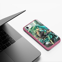 Чехол iPhone 7/8 матовый Hatsune Miku, цвет: 3D-малиновый — фото 2