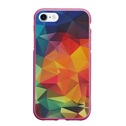 Чехол iPhone 7/8 матовый Цветные полигоны, цвет: 3D-малиновый