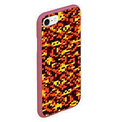 Чехол iPhone 7/8 матовый Камуфляж пиксельный: оранжевый/желтый, цвет: 3D-малиновый — фото 2