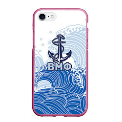 Чехол iPhone 7/8 матовый ВМФ: морские волны, цвет: 3D-малиновый