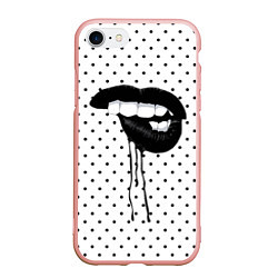 Чехол iPhone 7/8 матовый Black Lips, цвет: 3D-светло-розовый