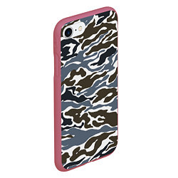 Чехол iPhone 7/8 матовый Камуфляж зимний: болотный/синий, цвет: 3D-малиновый — фото 2