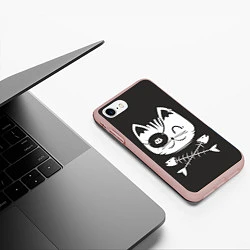 Чехол iPhone 7/8 матовый Кот пират, цвет: 3D-светло-розовый — фото 2
