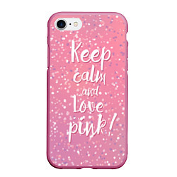 Чехол iPhone 7/8 матовый Keep Calm & Love Pink