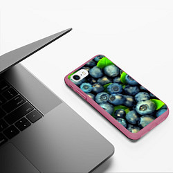 Чехол iPhone 7/8 матовый Голубика, цвет: 3D-малиновый — фото 2