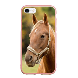Чехол iPhone 7/8 матовый Взгляд лошади, цвет: 3D-светло-розовый