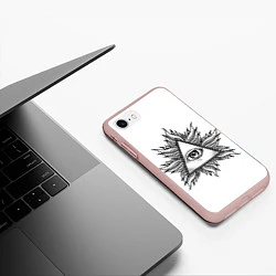 Чехол iPhone 7/8 матовый They watching, цвет: 3D-светло-розовый — фото 2