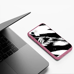 Чехол iPhone 7/8 матовый Чёрно-белый, цвет: 3D-малиновый — фото 2