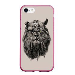 Чехол iPhone 7/8 матовый Старый лев-воин, цвет: 3D-малиновый