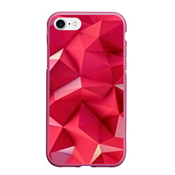 Чехол iPhone 7/8 матовый Розовые грани, цвет: 3D-малиновый