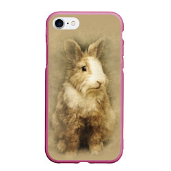 Чехол iPhone 7/8 матовый Пушистый кролик, цвет: 3D-малиновый