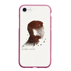 Чехол iPhone 7/8 матовый Дельфин/Андрей, цвет: 3D-малиновый