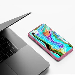 Чехол iPhone 7/8 матовый Цветные разводы, цвет: 3D-малиновый — фото 2