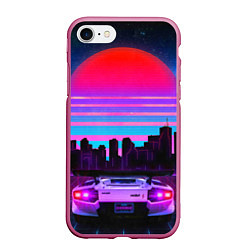 Чехол iPhone 7/8 матовый Lamborghini, цвет: 3D-малиновый