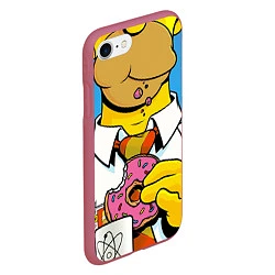 Чехол iPhone 7/8 матовый Homer with donut, цвет: 3D-малиновый — фото 2