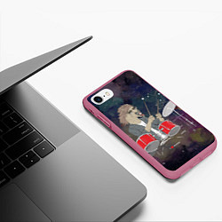 Чехол iPhone 7/8 матовый Конь барабанщик, цвет: 3D-малиновый — фото 2