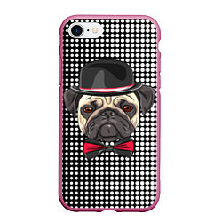 Чехол iPhone 7/8 матовый Mr Pug, цвет: 3D-малиновый