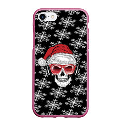 Чехол iPhone 7/8 матовый Santa Skull хипстер, цвет: 3D-малиновый