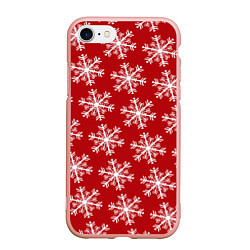 Чехол iPhone 7/8 матовый Новогодние Снежинки, цвет: 3D-светло-розовый