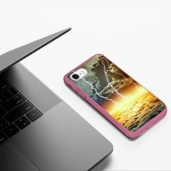 Чехол iPhone 7/8 матовый Удар молнии, цвет: 3D-малиновый — фото 2