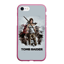 Чехол iPhone 7/8 матовый TOMB RAIDER, цвет: 3D-малиновый