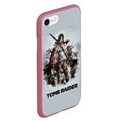 Чехол iPhone 7/8 матовый TOMB RAIDER, цвет: 3D-малиновый — фото 2
