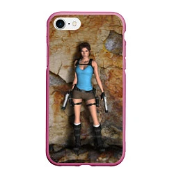 Чехол iPhone 7/8 матовый TOMB RAIDER, цвет: 3D-малиновый