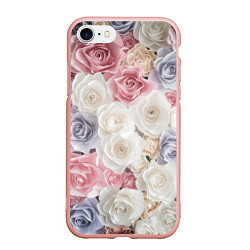 Чехол iPhone 7/8 матовый Букет из роз, цвет: 3D-светло-розовый