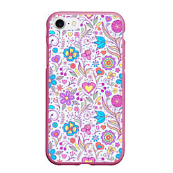 Чехол iPhone 7/8 матовый Цветочный сад, цвет: 3D-малиновый