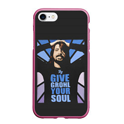 Чехол iPhone 7/8 матовый Give Grohl Your Soul, цвет: 3D-малиновый
