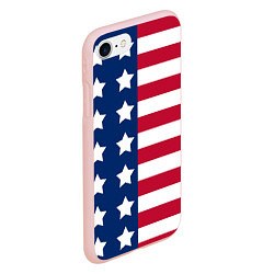 Чехол iPhone 7/8 матовый USA Flag, цвет: 3D-светло-розовый — фото 2