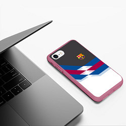 Чехол iPhone 7/8 матовый Barcelona FC: White style, цвет: 3D-малиновый — фото 2