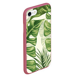 Чехол iPhone 7/8 матовый Тропический папоротник, цвет: 3D-малиновый — фото 2