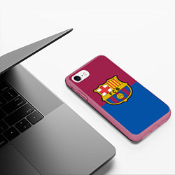 Чехол iPhone 7/8 матовый Barcelona FC: Duo Color, цвет: 3D-малиновый — фото 2