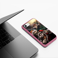 Чехол iPhone 7/8 матовый Bad Santa Claus, цвет: 3D-малиновый — фото 2