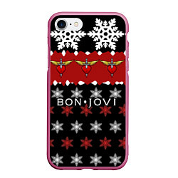 Чехол iPhone 7/8 матовый Праздничный Bon Jovi, цвет: 3D-малиновый