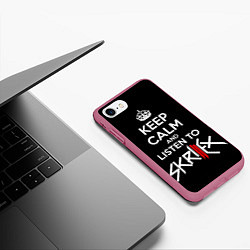 Чехол iPhone 7/8 матовый Keep Calm & Skrillex, цвет: 3D-малиновый — фото 2