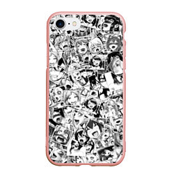 Чехол iPhone 7/8 матовый Ahegao: Black & White, цвет: 3D-светло-розовый