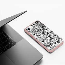 Чехол iPhone 7/8 матовый Ahegao: Black & White, цвет: 3D-светло-розовый — фото 2