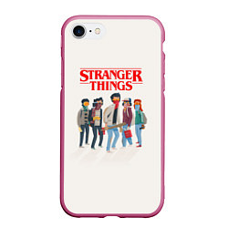 Чехол iPhone 7/8 матовый Stranger Things Friends, цвет: 3D-малиновый
