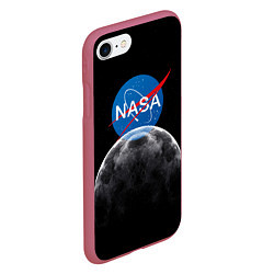 Чехол iPhone 7/8 матовый NASA: Moon Rise, цвет: 3D-малиновый — фото 2