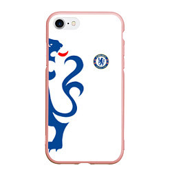 Чехол iPhone 7/8 матовый FC Chelsea: White Lion, цвет: 3D-светло-розовый
