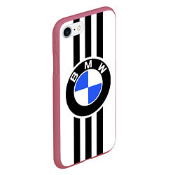 Чехол iPhone 7/8 матовый BMW: Black Strips, цвет: 3D-малиновый — фото 2
